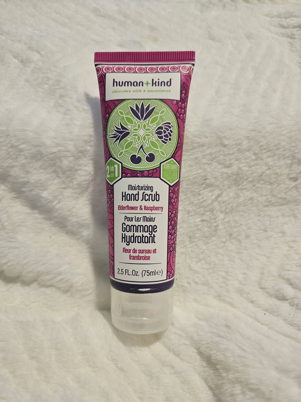 human+kind Moisturizing Hand Scrub - Elderflower & Raspberry 2.5oz