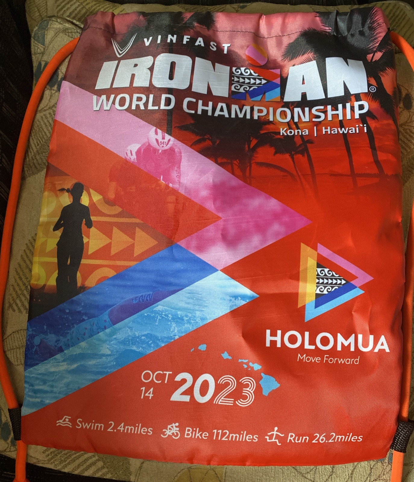 Ironman 2023 Kona Hawaii World Championship Triathlon Drawstring Bag Backpack