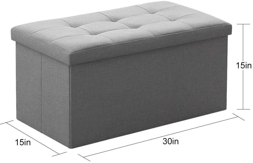 30 Inches Folding Storage Ottoman Bench, Ottoman Foot Rest, End of Bed Bench,...