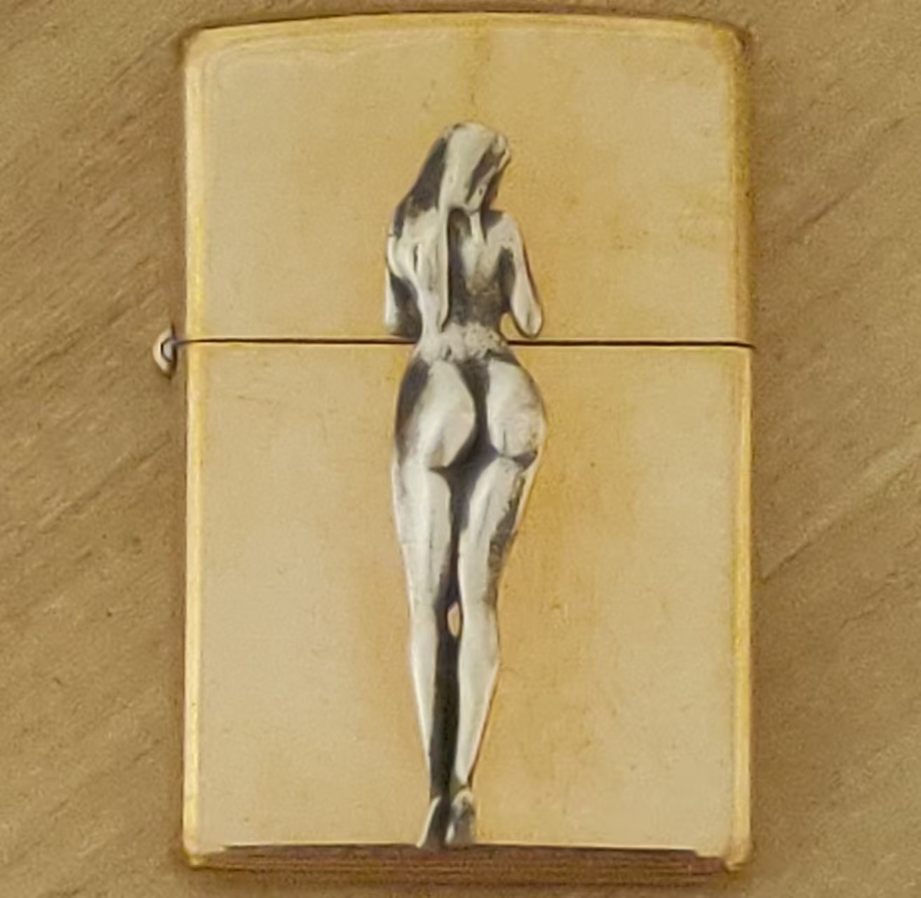 1 piece Lighter accessories Brass Sexy Back Girl Statue DIY sticker