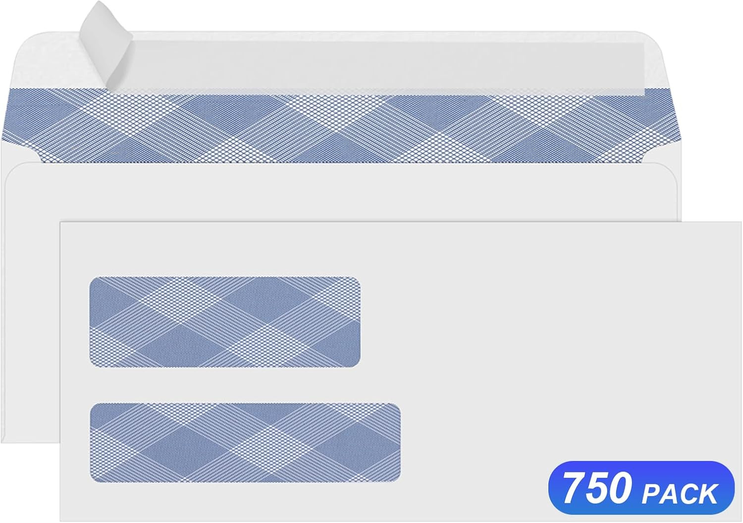 750#9 Double Window Security Envelopes,  NO.9 Self Seal White Envelopes Designed