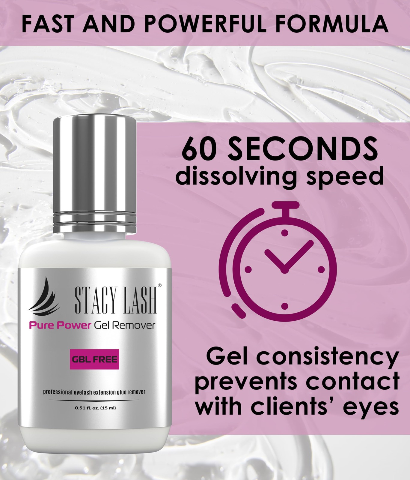 STACY LASH Eyelash Extension Remover (0.51 fl.oz / 15 ml) / Transparent