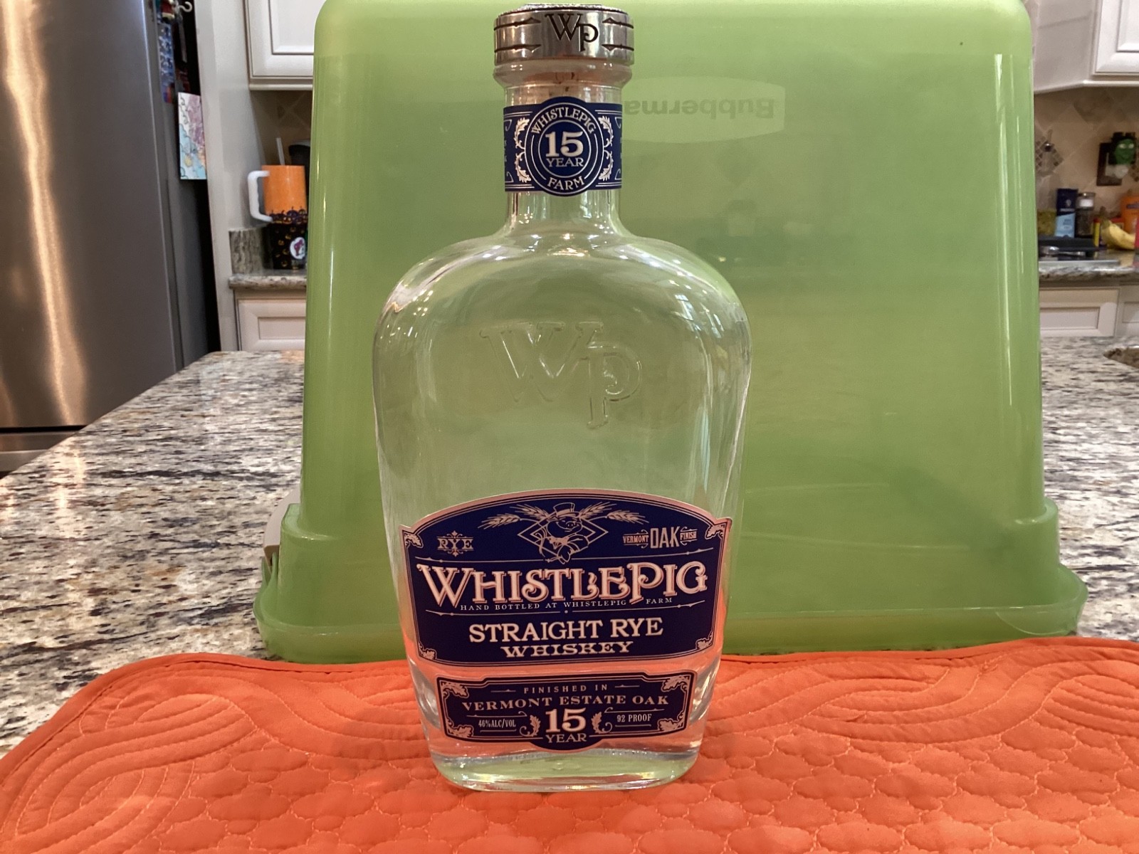 Whistle Pig 15 Year Straight Rye Bourbon  Estate Oak  Pewter Topper  750ml. NICE