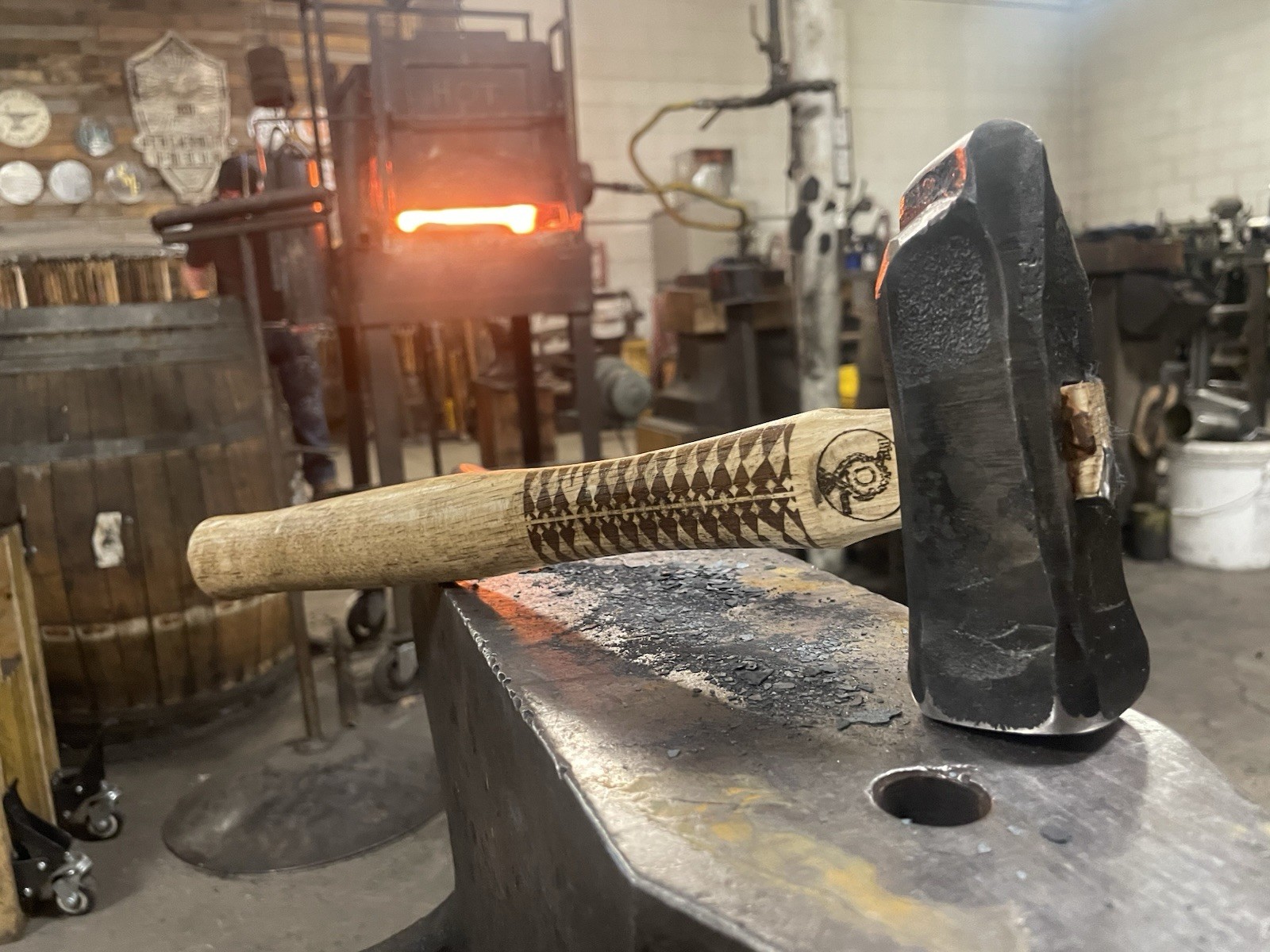 3 Lb Custom Right Diagonal Peen Forging Hammer. Hand Forged American 4140 Steel