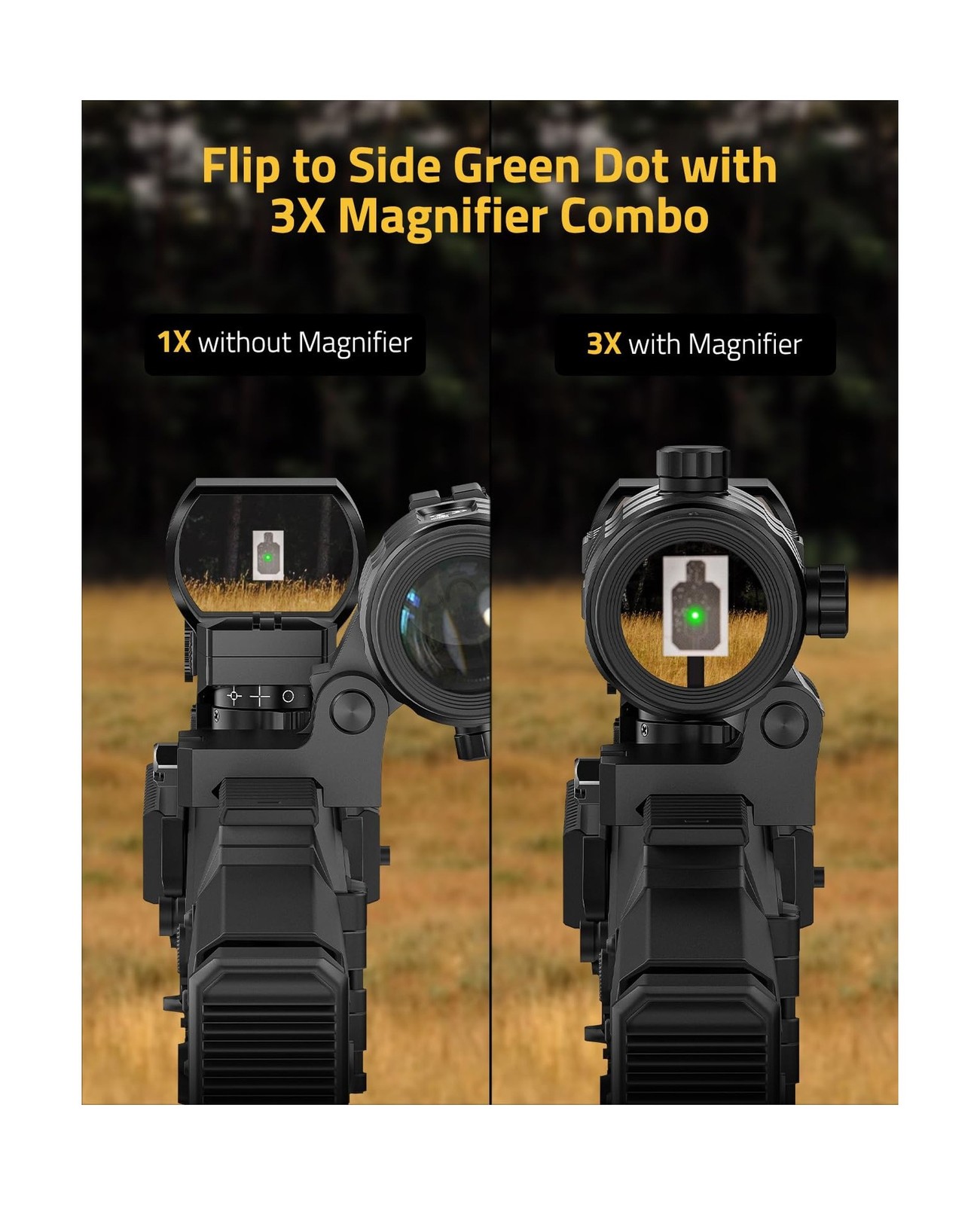 CVLIFE EagleFeather Multiple Reticle Red/Green Dot and Magnifier Combo, 40mm ...