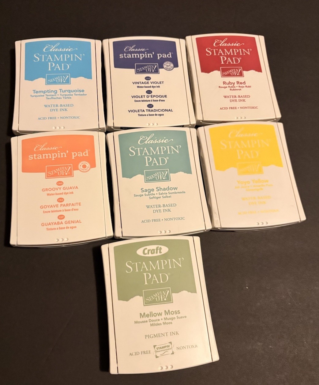 Classic/Craft Stampin Pad Stampin Up! 7 Used Pads In All (1) Craft Pigment Ink