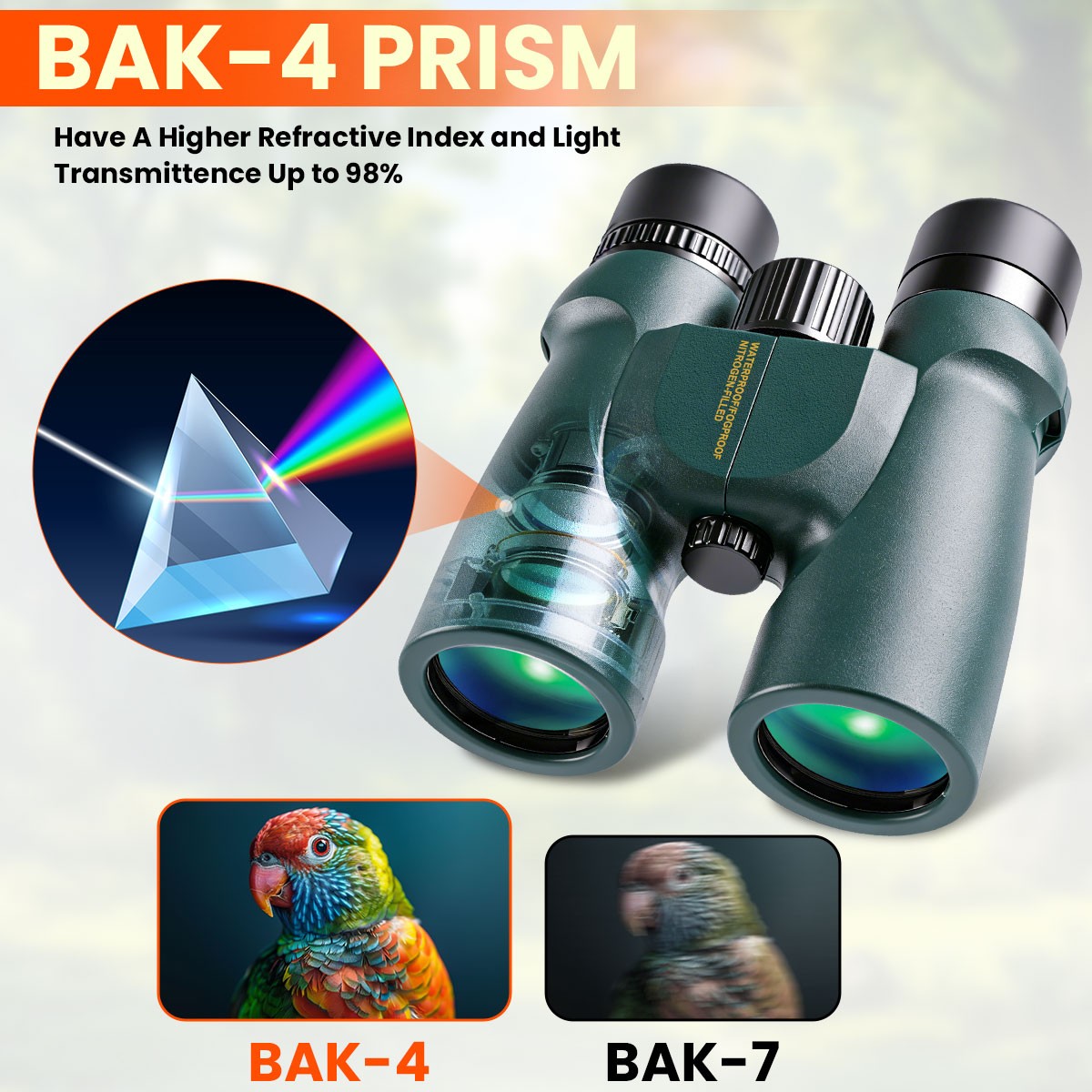 Powerful 10x42 Binoculars BAK4 HD Long Range Hunting Pro Bird Watching Telescope