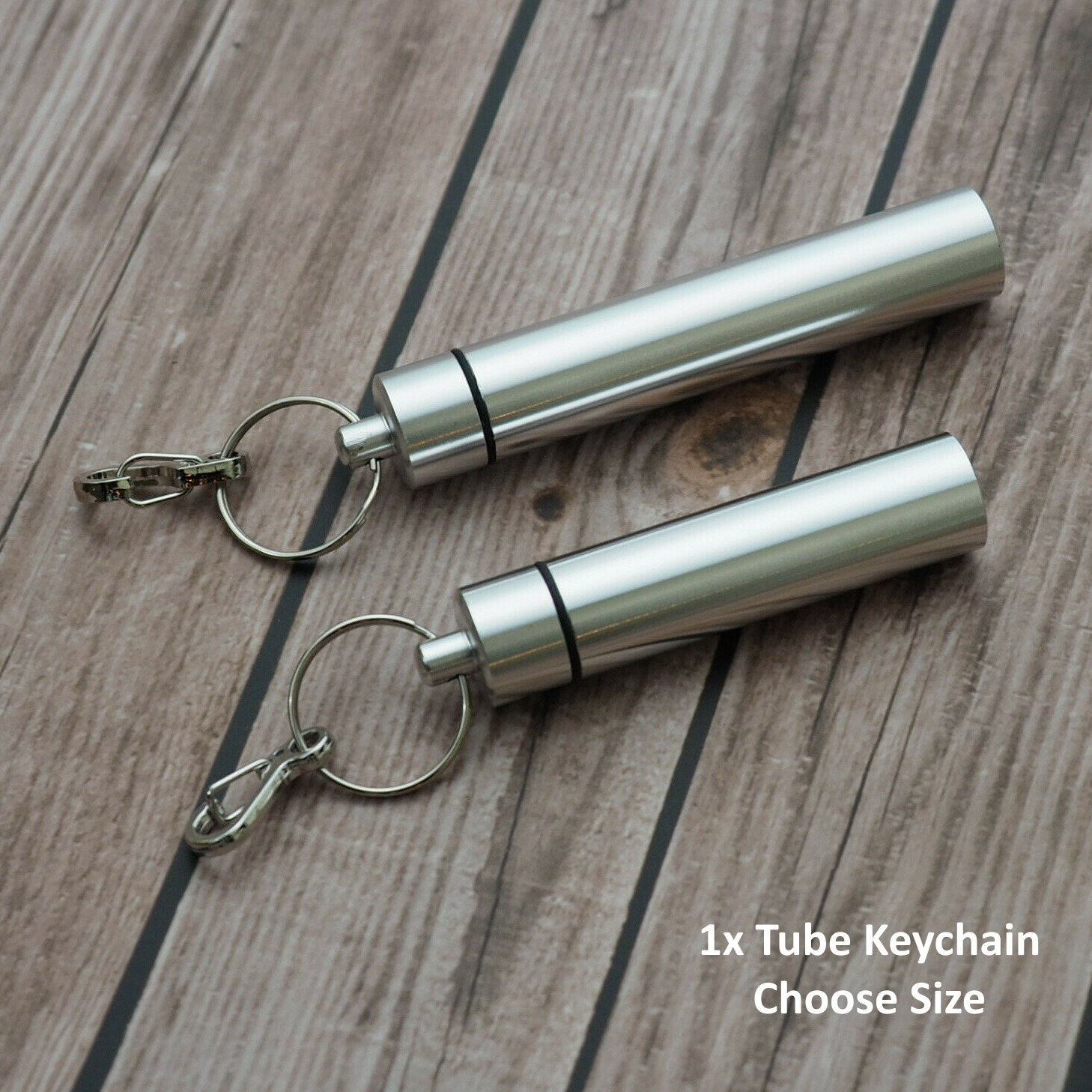Waterproof Aluminum Pill Container Capsule Bottle Keychain Over 3" Long - Choose