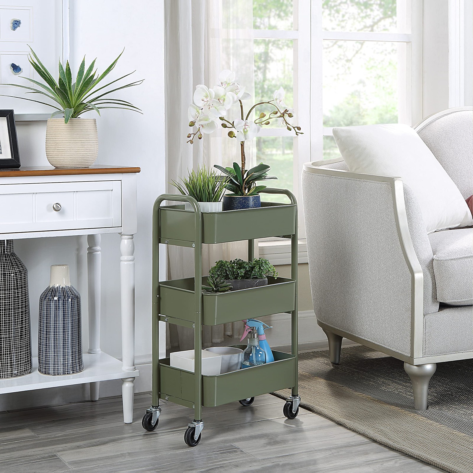 3-Tier Delicate Compact Rolling Metal Storage Organizer - Mobile Utility Cart...