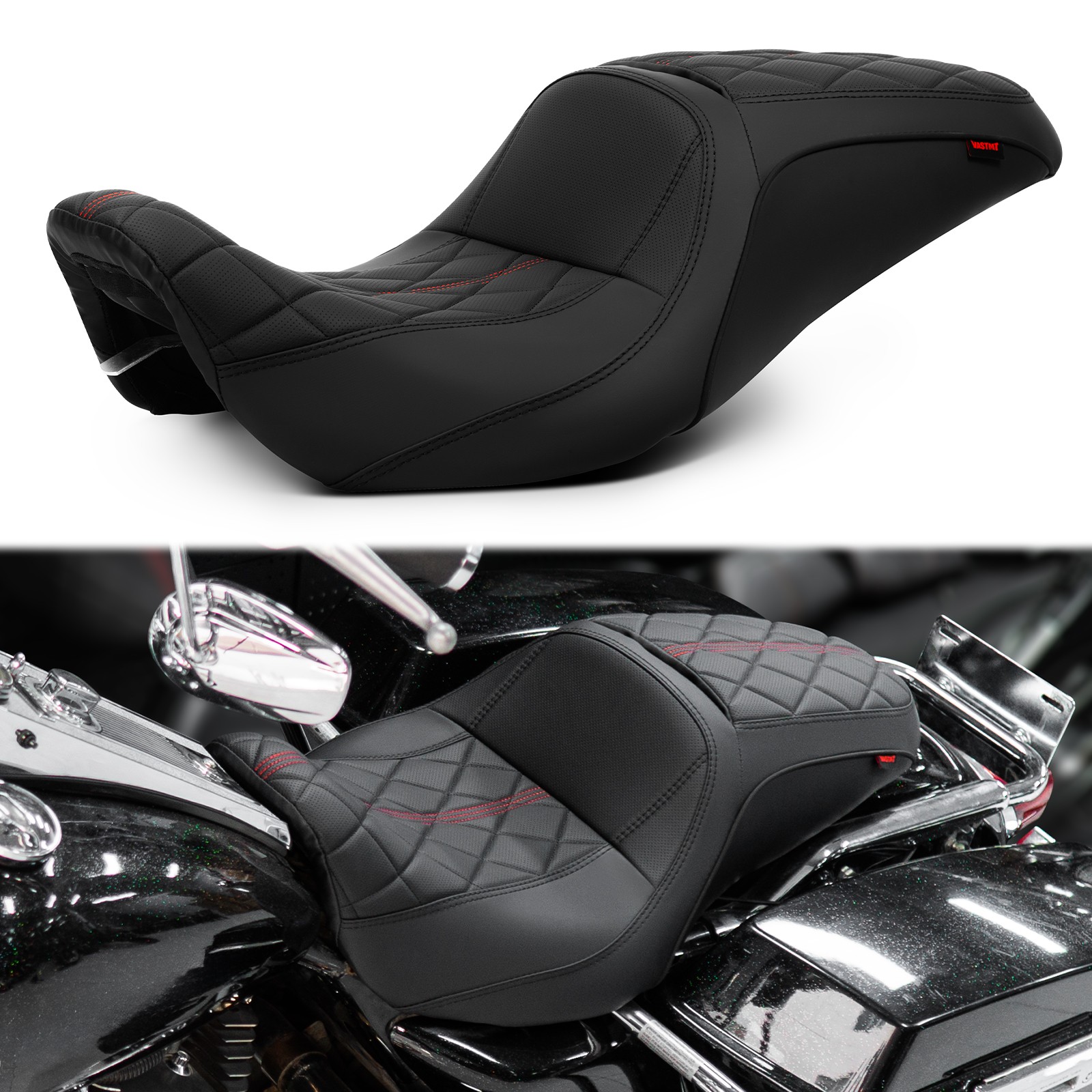 Gel Comfort Driver Passenger Seat For Harley Road King Custom FLHRS 2004-2007