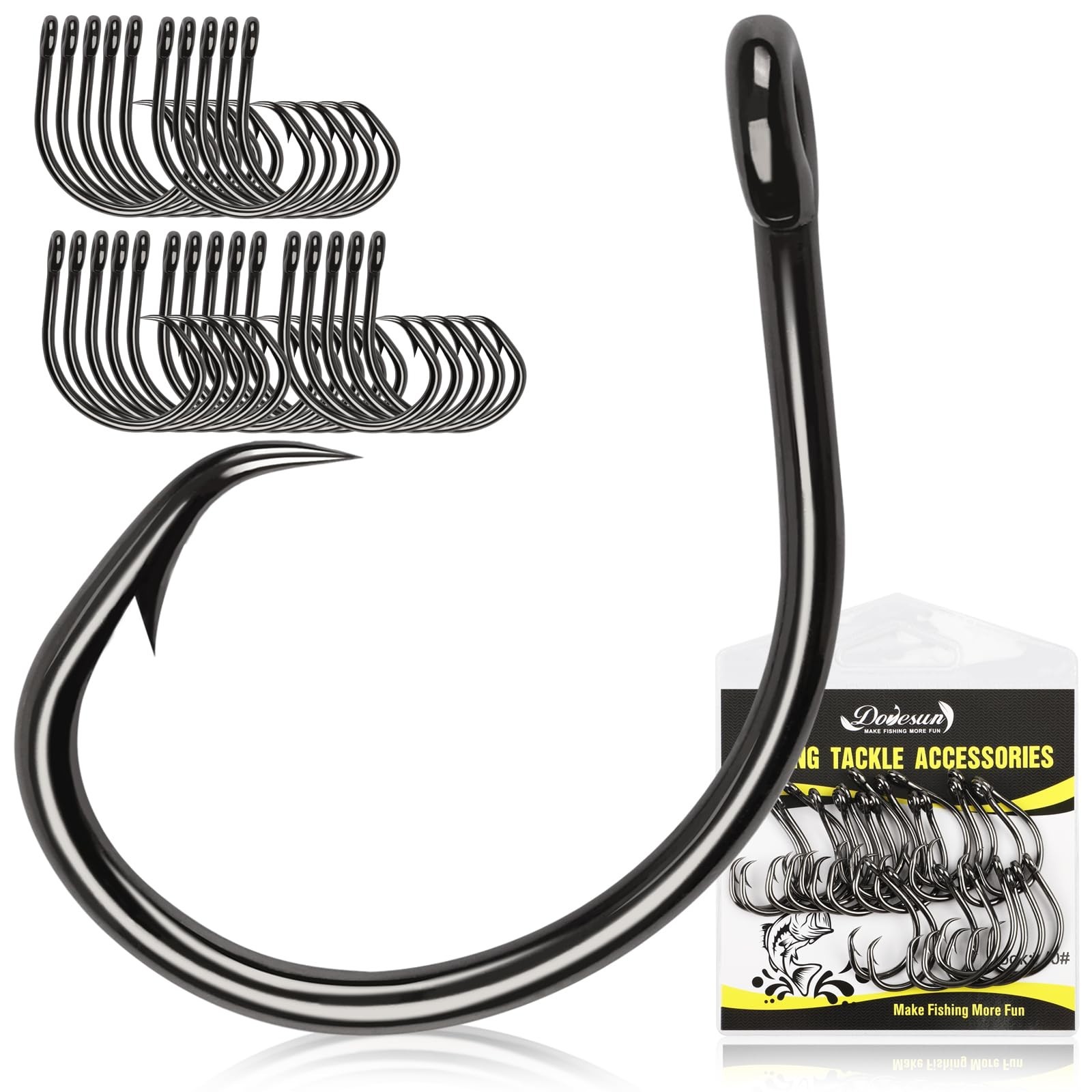 Dovesun Circle Hooks Saltwater 20-25pcs, 3X Strong Circle Fishing Hooks for C...