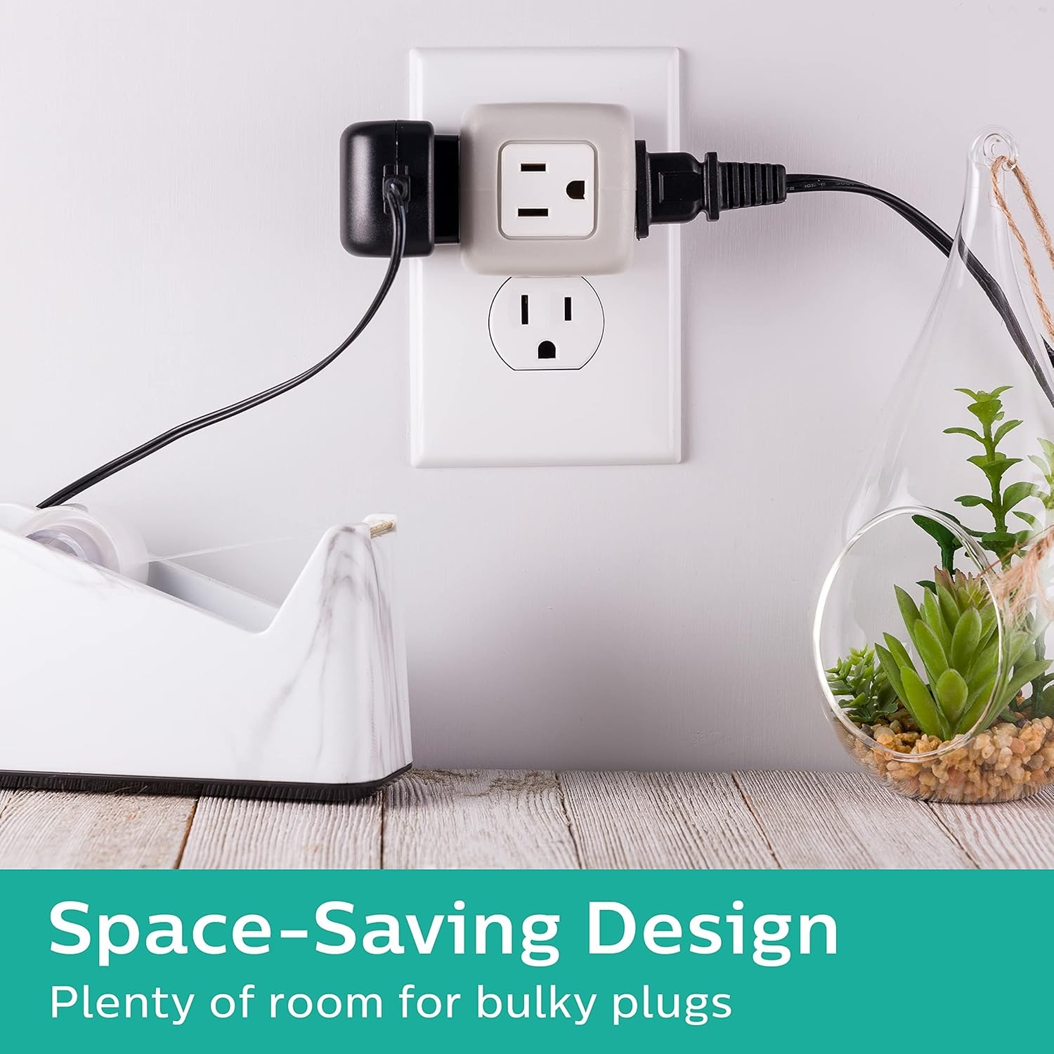 Philips Compact 3-Outlet Surge Protector for Home, Office & Electronics