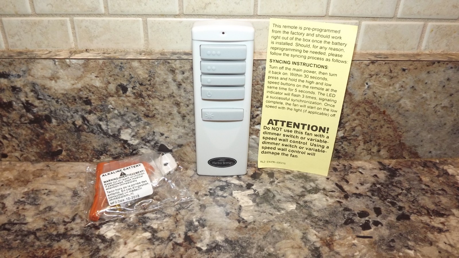 Harbor Breeze TX001-R - Genuine OEM Replacement Remote W/ Battery NEW