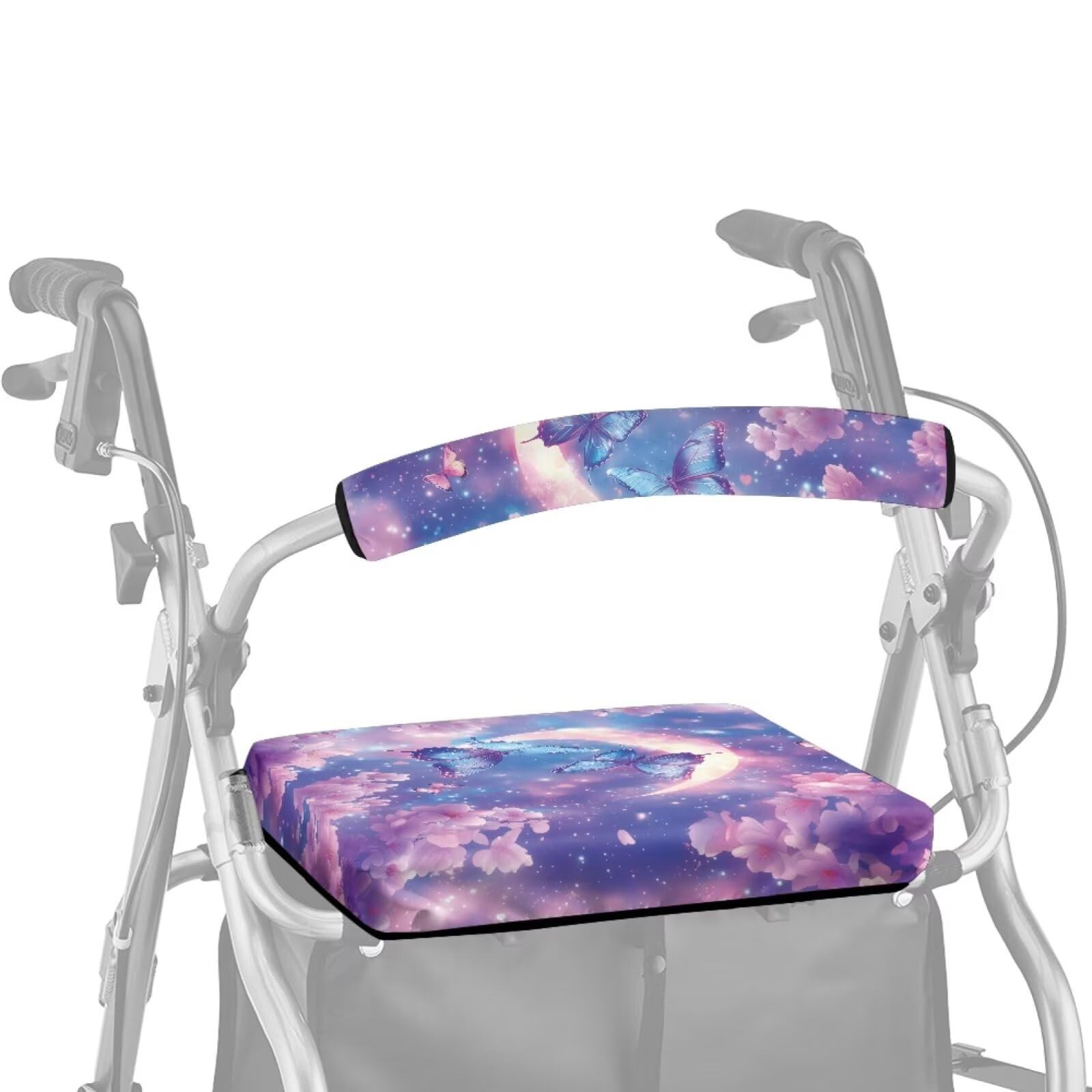 Butterfly Flower Walker Seat Cover with Arm Rest Roll Bar Cover for Walker Se...