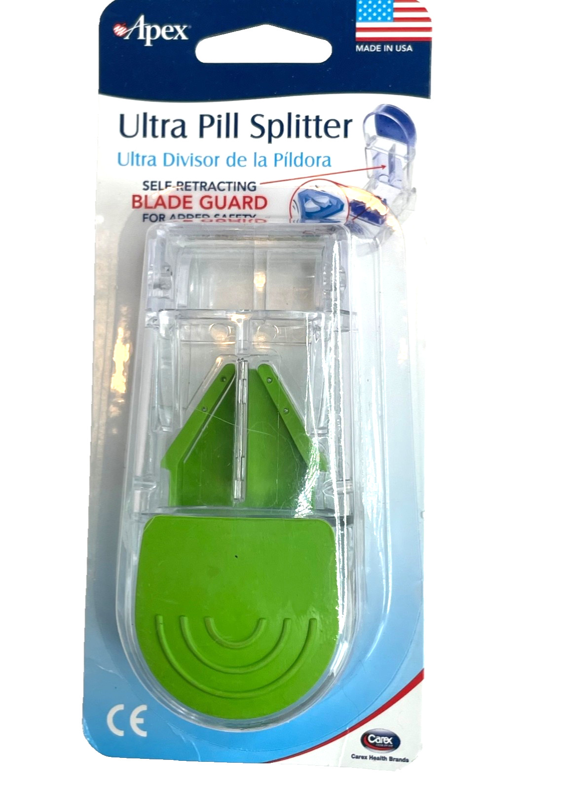 APEX ULTRA PROFESSIONAL PILL SPLITTER CUTTER SELF RETRACTING BLADE GREEN