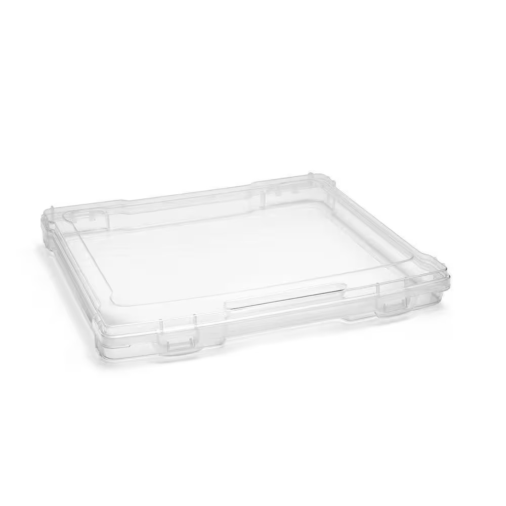 Stackable Snap-Tight Storage Containers, Clear, 12.2 In. W X 1.6 In. H Plastic D