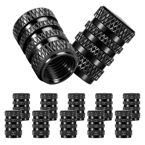 Tire Valve Stem Caps, Black Anodized Aluminum, 12PCS/Pack, Corrosion Resistant