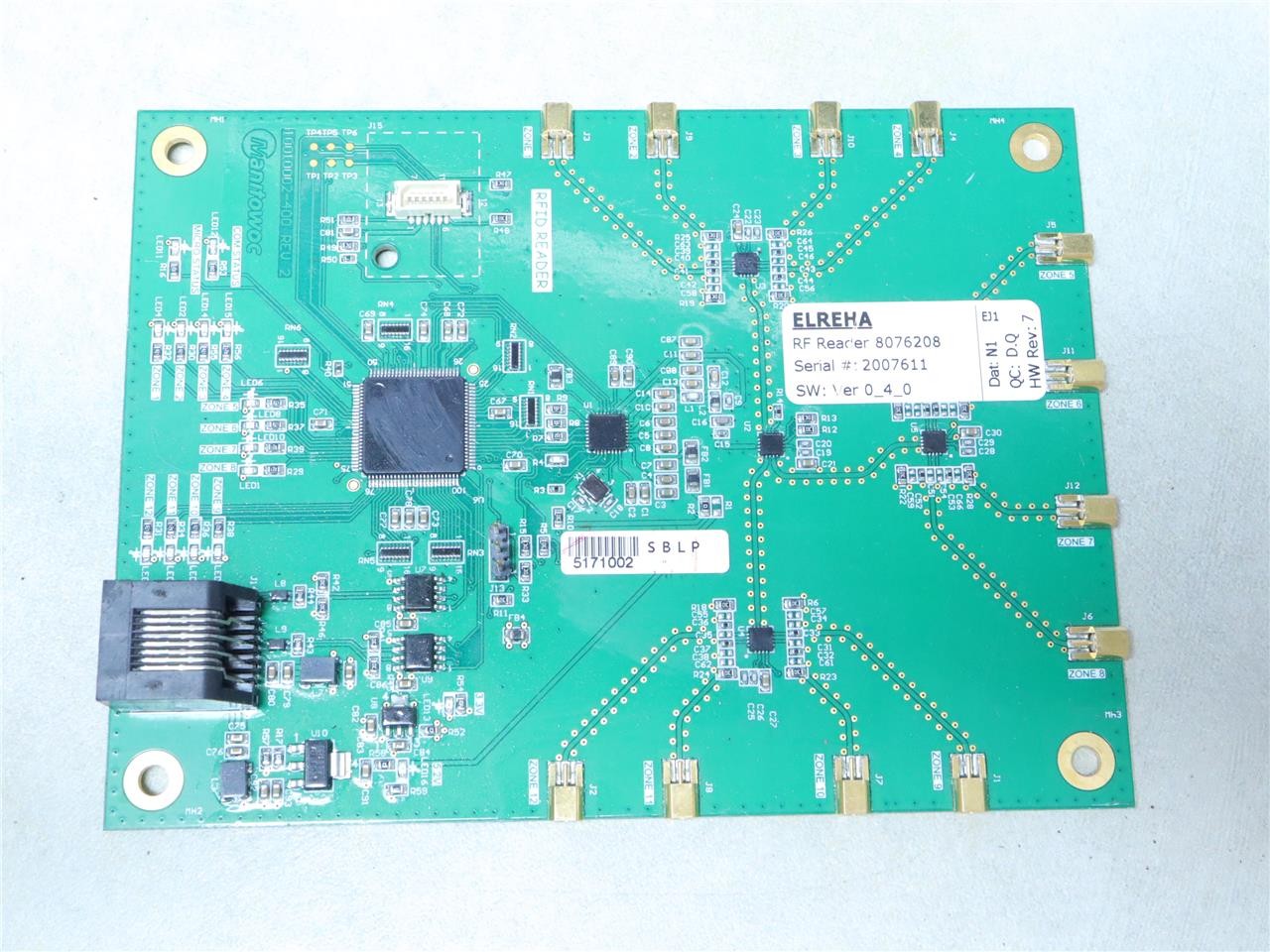 Merco ELREHA 8076208 RFID Reader PC Board 10010002-400 Rev 2