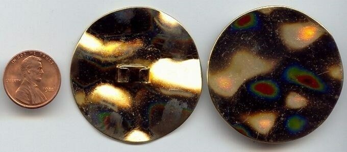 6 VINTAGE GOLD PLATED HAMMERED ROUND 45mm. CLIP BACK FINDINGS W280