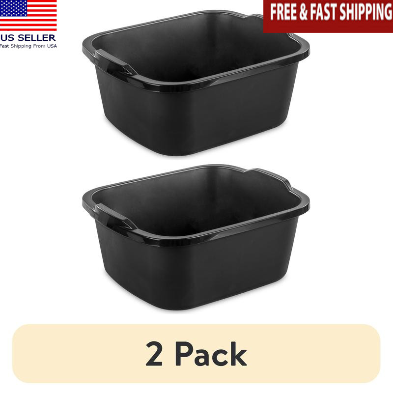 18 Qt Dishpan Plastic Kitchen Soaking Washing Storage 2 Pack Durable Handles New