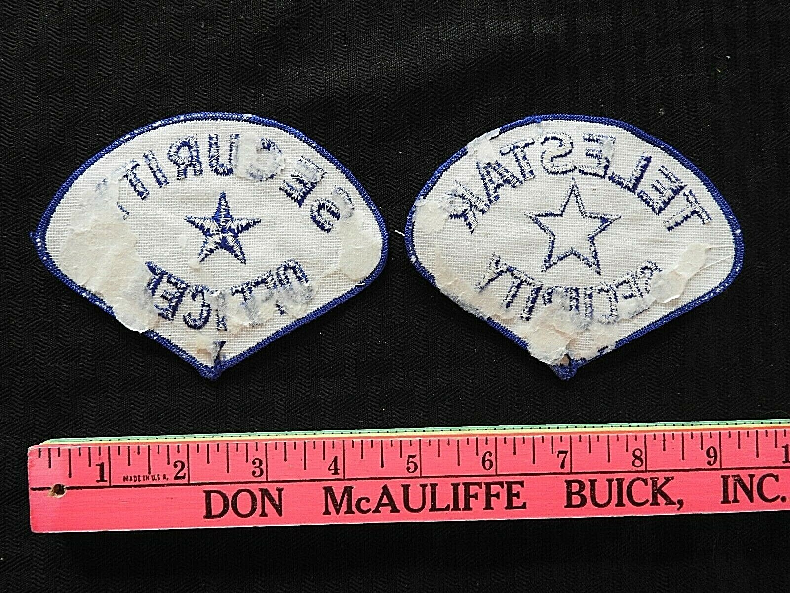 (2) c.1970 "TELESTAR SECURITY OFFICER" GUARD POLICE JACKET SHOULDER PATCH