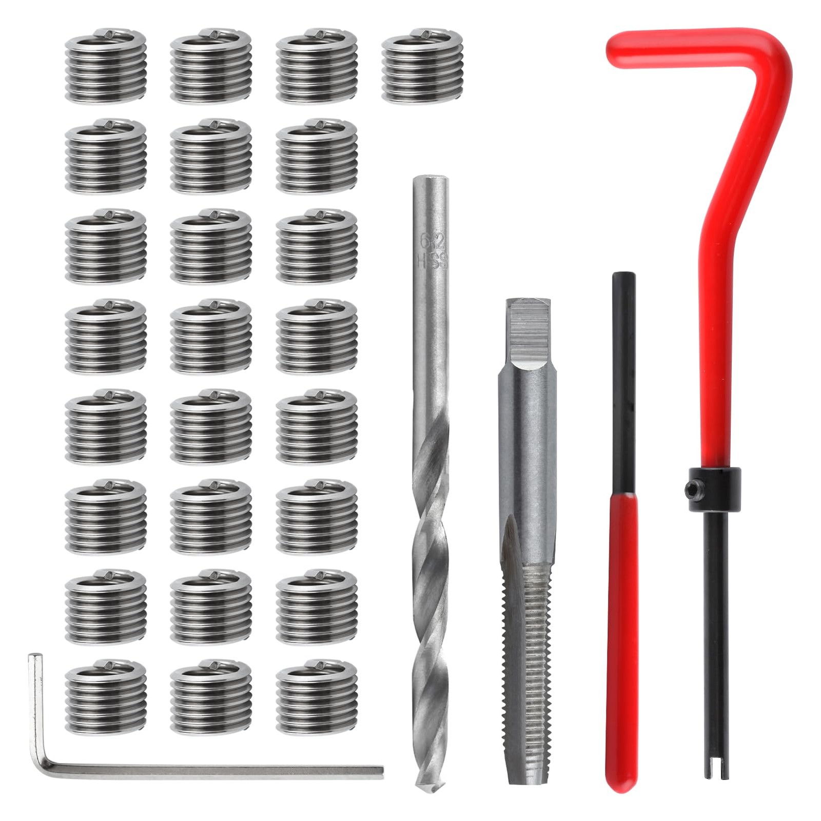 30-Piece M6 Thread Repair Kit with HSS Drill and Inserts for Auto Repair