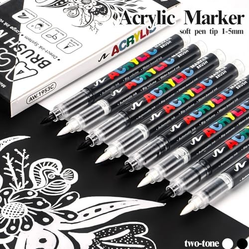 Paint Pen,12Pack Acrylic Paint Marker Ideal for Rock Black