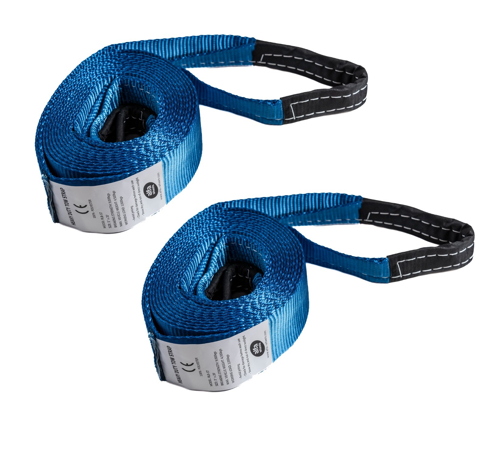2x SUV Truck Tow Strap 3" 20000lbs BLUE 9T 3x20 ft car Pull winch OffRoad Snow