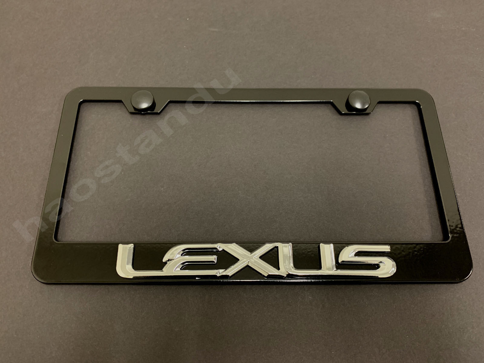 1xLexusSTYLE 3D Emblem BLACK Stainless License Plate Frame RUST FREE + S.Cap