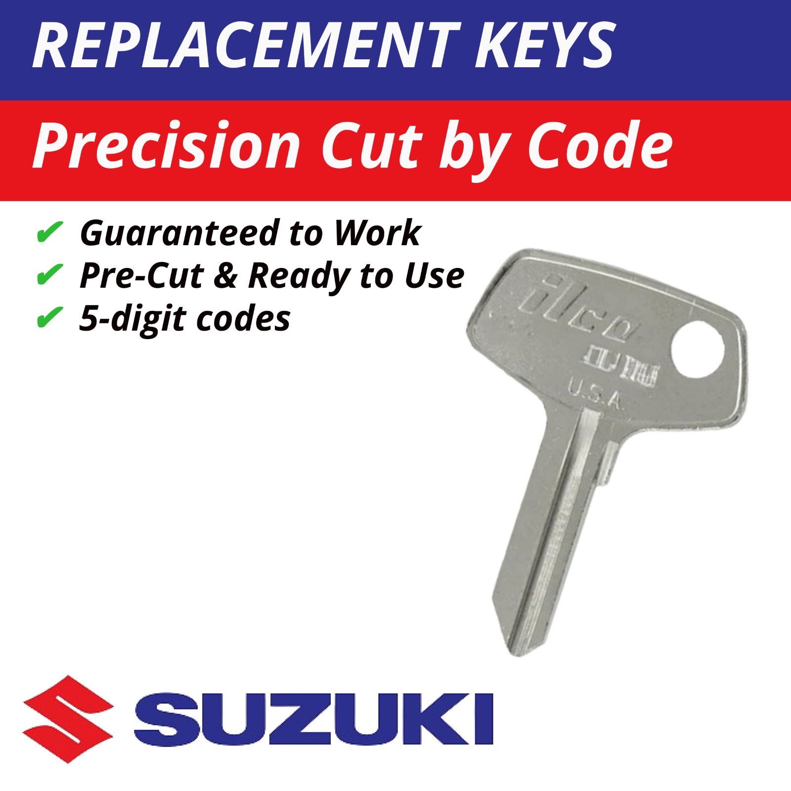 Suzuki Motorcycle Replacement Key 5-digit codes 11111-12444