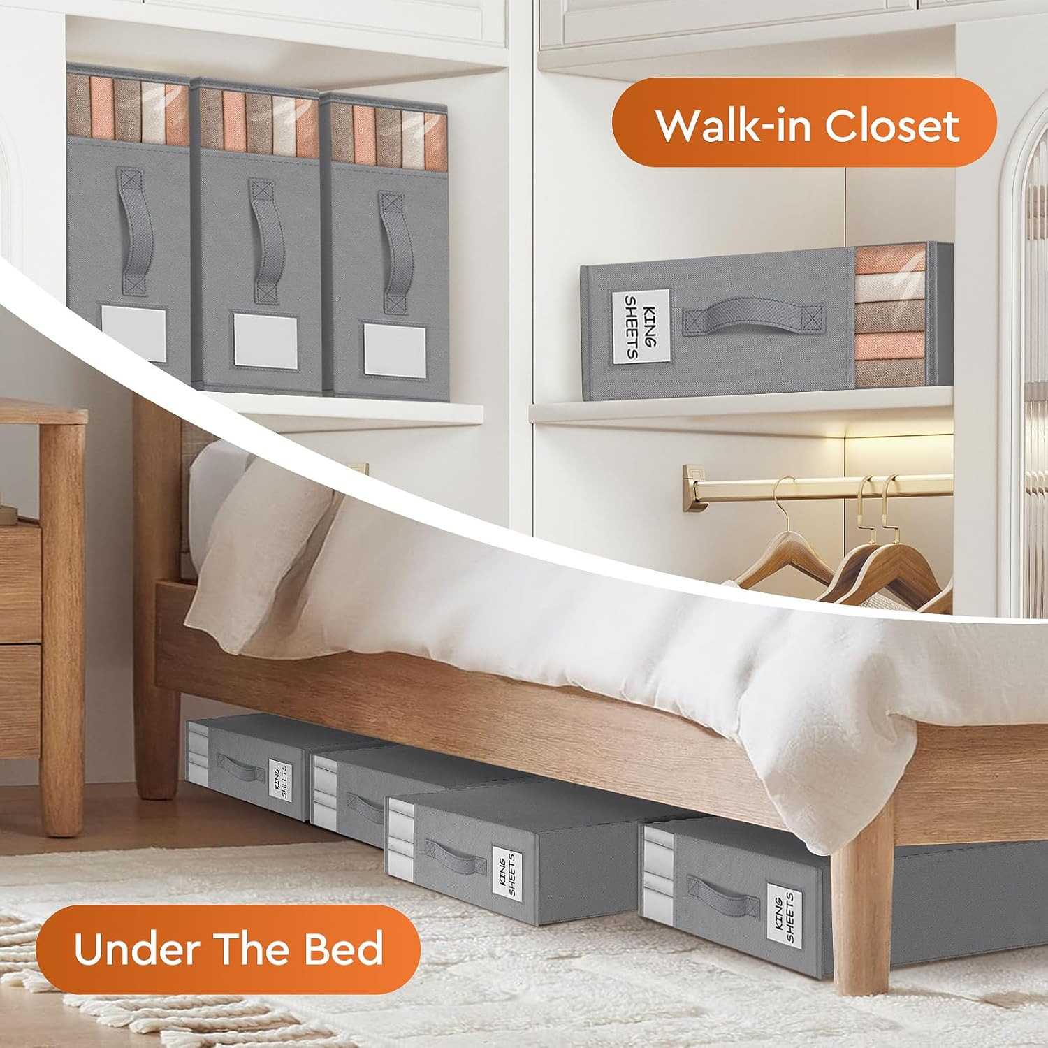 4 Pack Bed Sheet Closet Organizers and Storage,Sturdy Foldable Storage Container