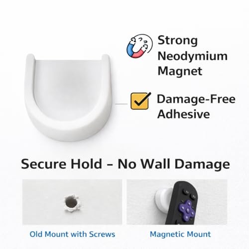 Magnetic Remote Control Holder Wall Mount 4 Pack Key Ring Tool Holder Remote