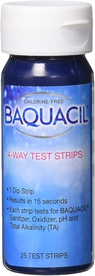 Baquacil 4-Way Test Strips (84396) - 25 Pool Water Testing Strips