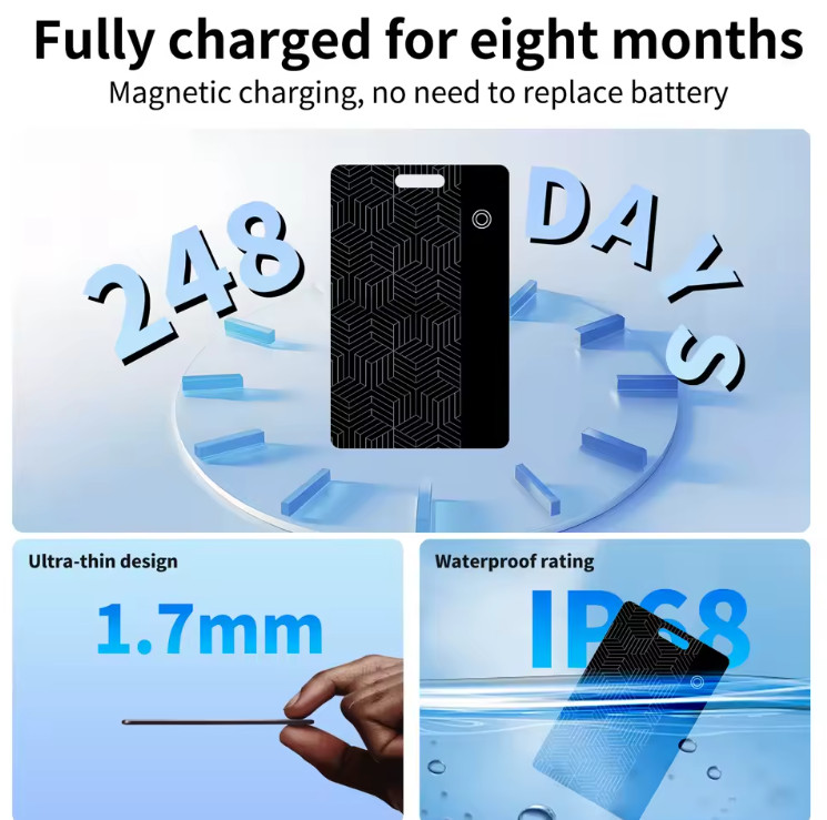 Slim Wallet Tracker Card – Apple Find My & Android Compatible Anti-Lost