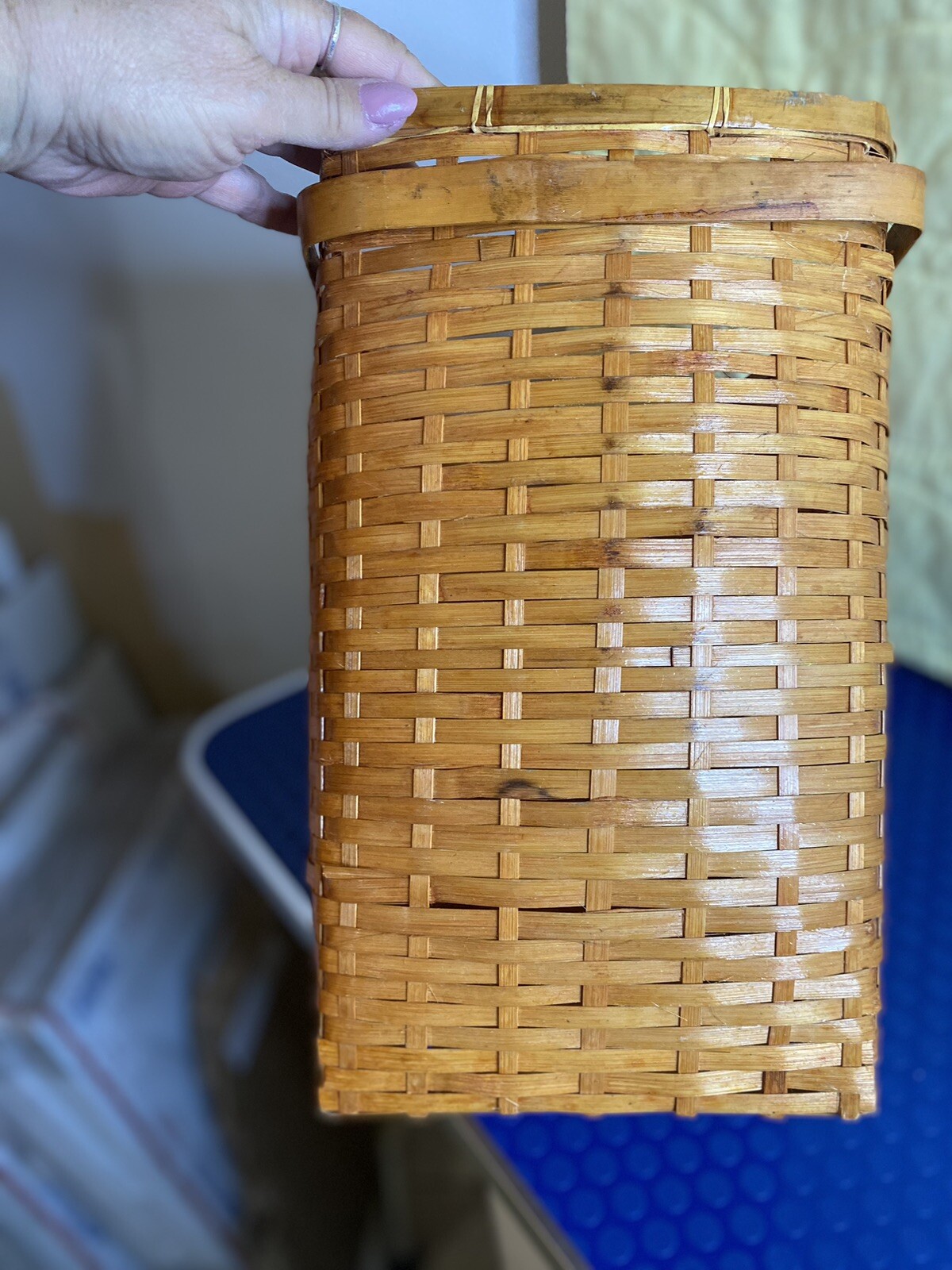 Vintage Bamboo Stair Case Step Basket
