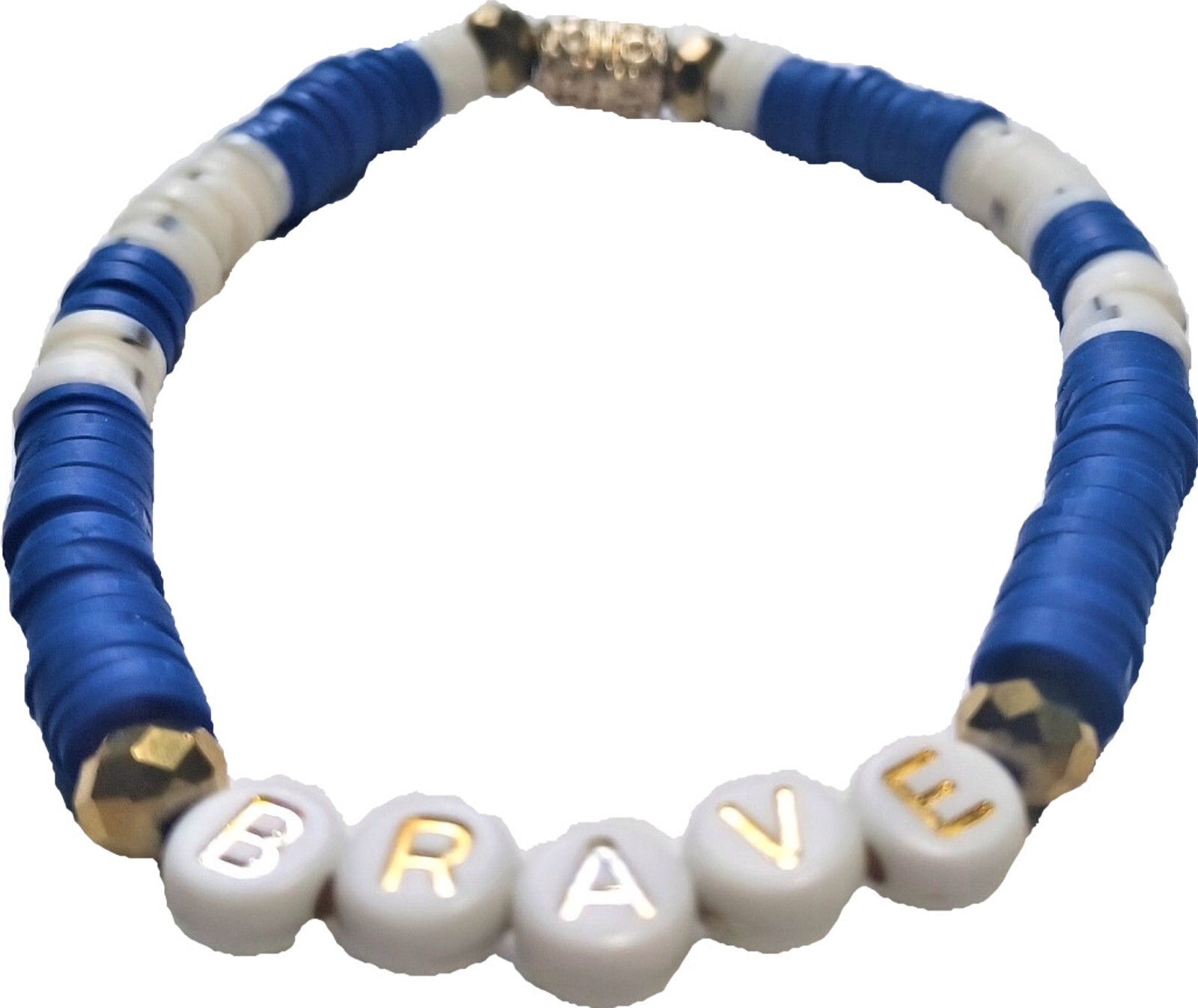 Stretchy Blue and White Disc Bracelet-Brave