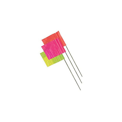 Marking Flags 2" x 3" Flag with 12" Wire Staff