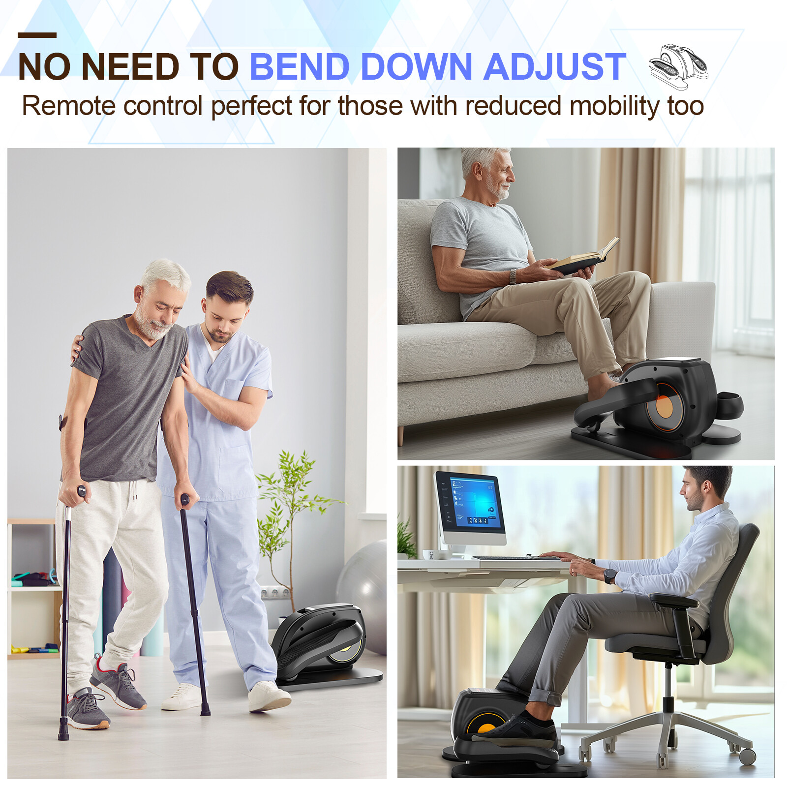 Elliptical Machine Portable Mini Pedal Exerciser Adjustable Speed Under-Desk