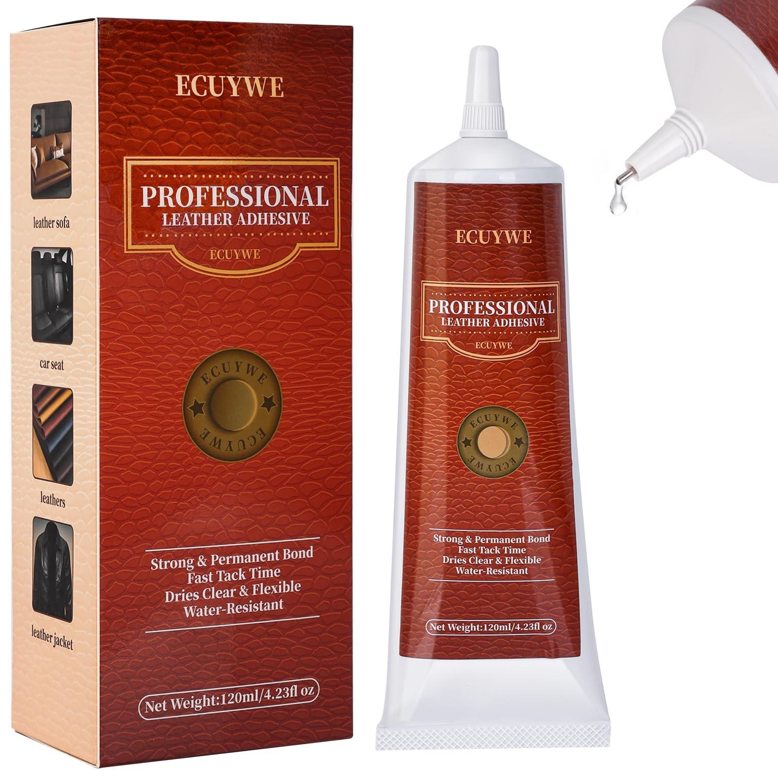 Professional Leather Glue Adhesive -120 ML Industrial Strength, Clear &...