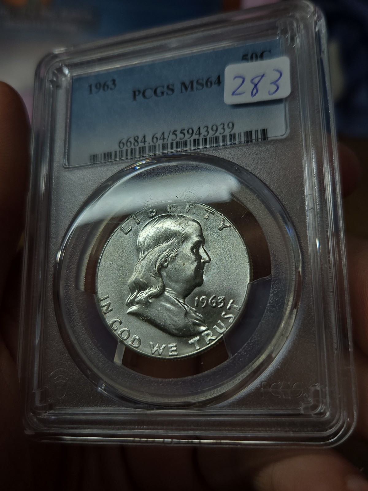1963 Franklin PCGS MS64 Great Luster/Strike Hard to find