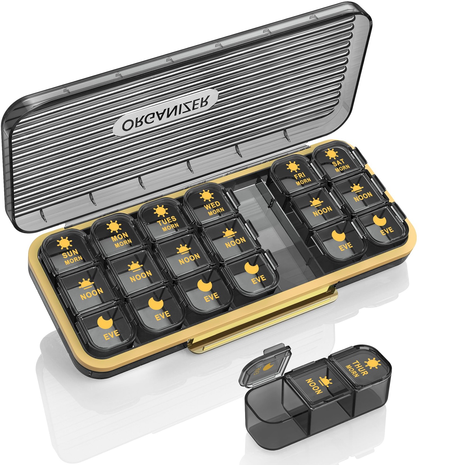 Pill Organizer 3 Times A Day - Weekly Pill Organizer 3X A Day, Large Pill Box...