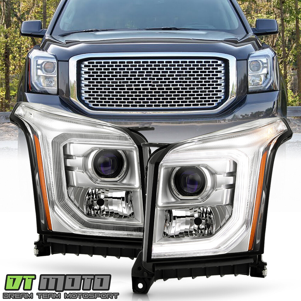 For 2015-2020 GMC Yukon Chrome Projector Headlights Headlamps Lights Left+Right