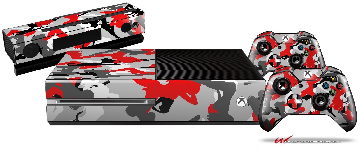Sexy Girl Silhouette Camo Red Skin Set fits XBOX One Console Controllers