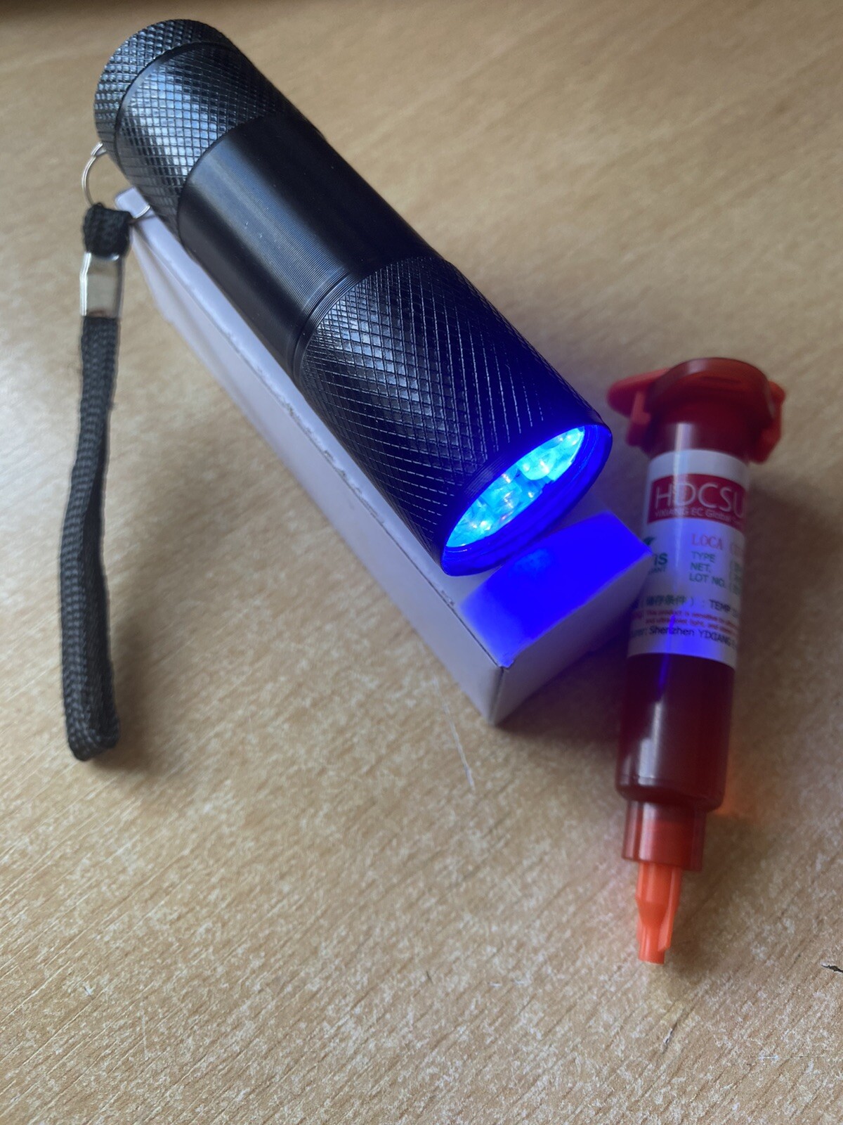 5ML FLY TYING UV RESIN, GLUE LIGHT + NOZZLE + 9 LED UV TORCH FOR CURING