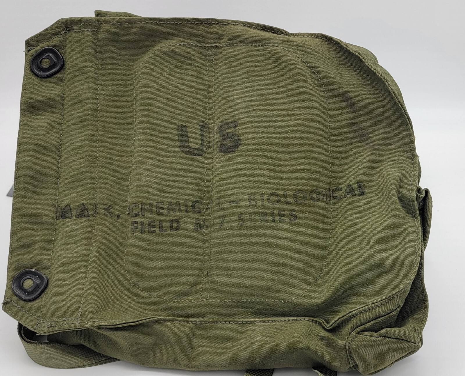 Vintage US Military Field Mask Canvas Bag Size Medium OD Green
