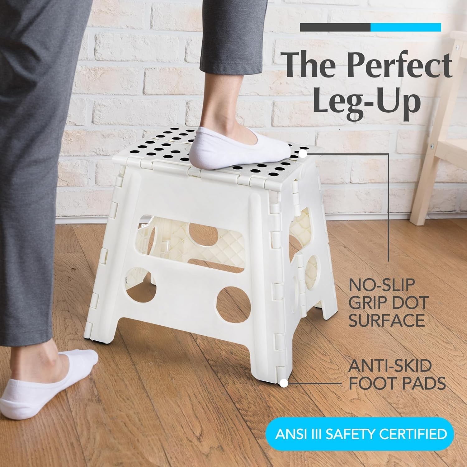 Folding Lightweight Step Stool Sturdy Enough to Support Adults & Safe Enough