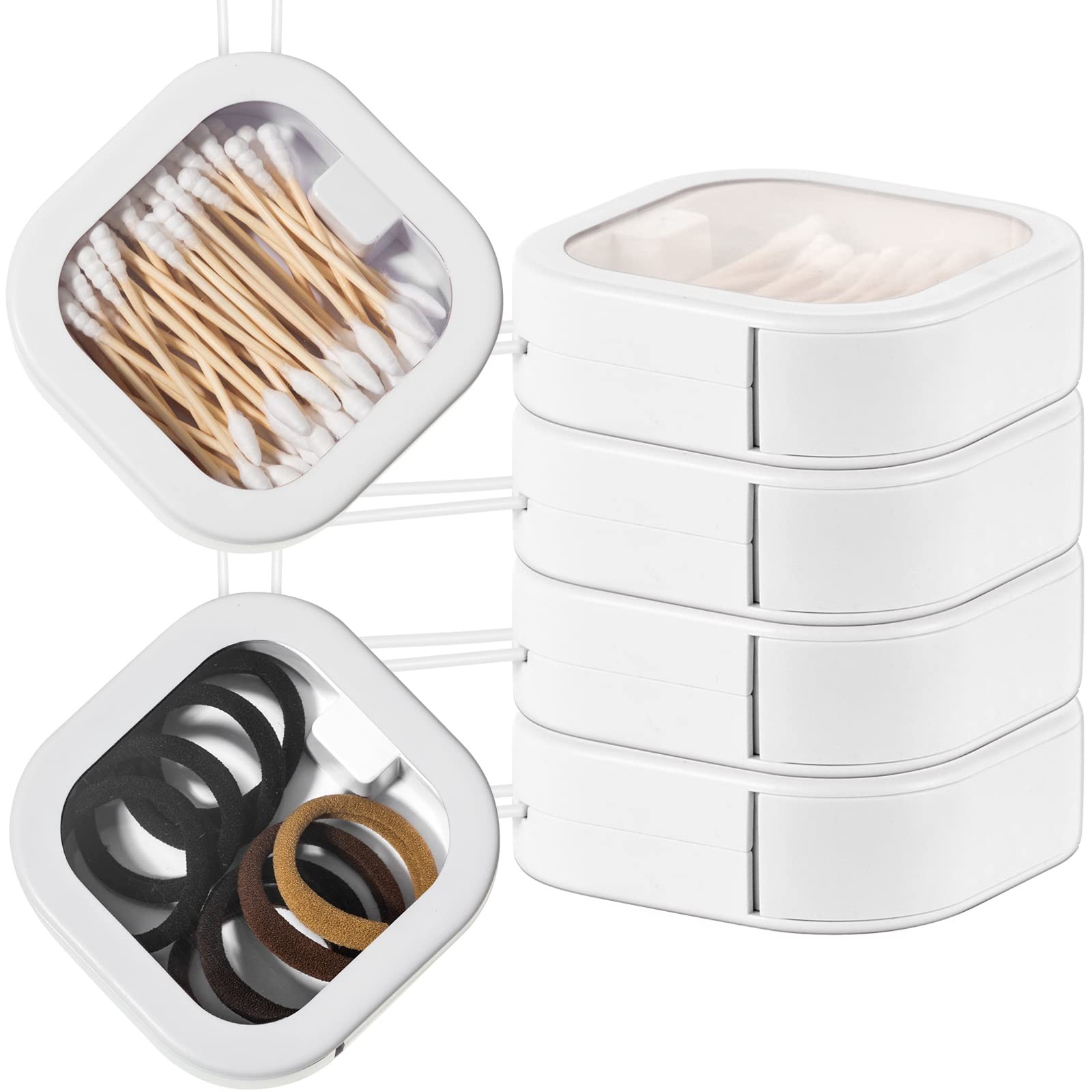 Kathfly 4 Pcs Hair Tie Organizer Travel Case White