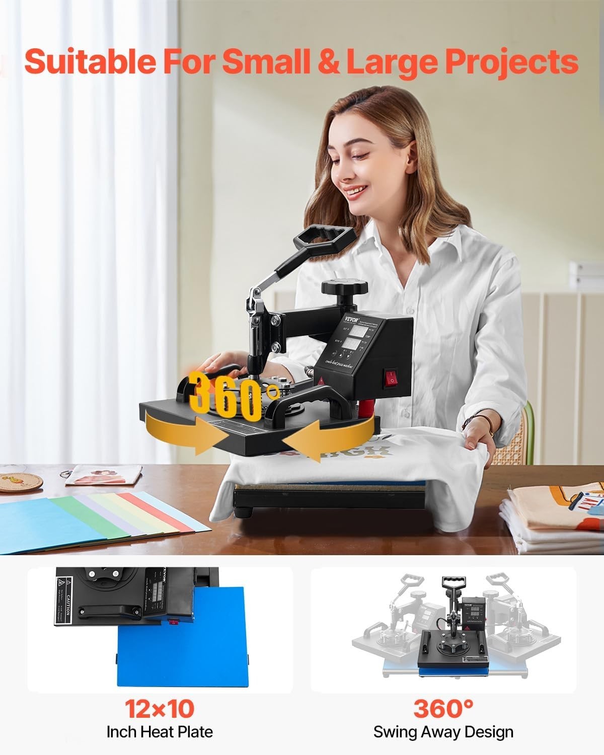 Professional 12x10in Heat Press with Digital Controls - Perfect for DIY Projects