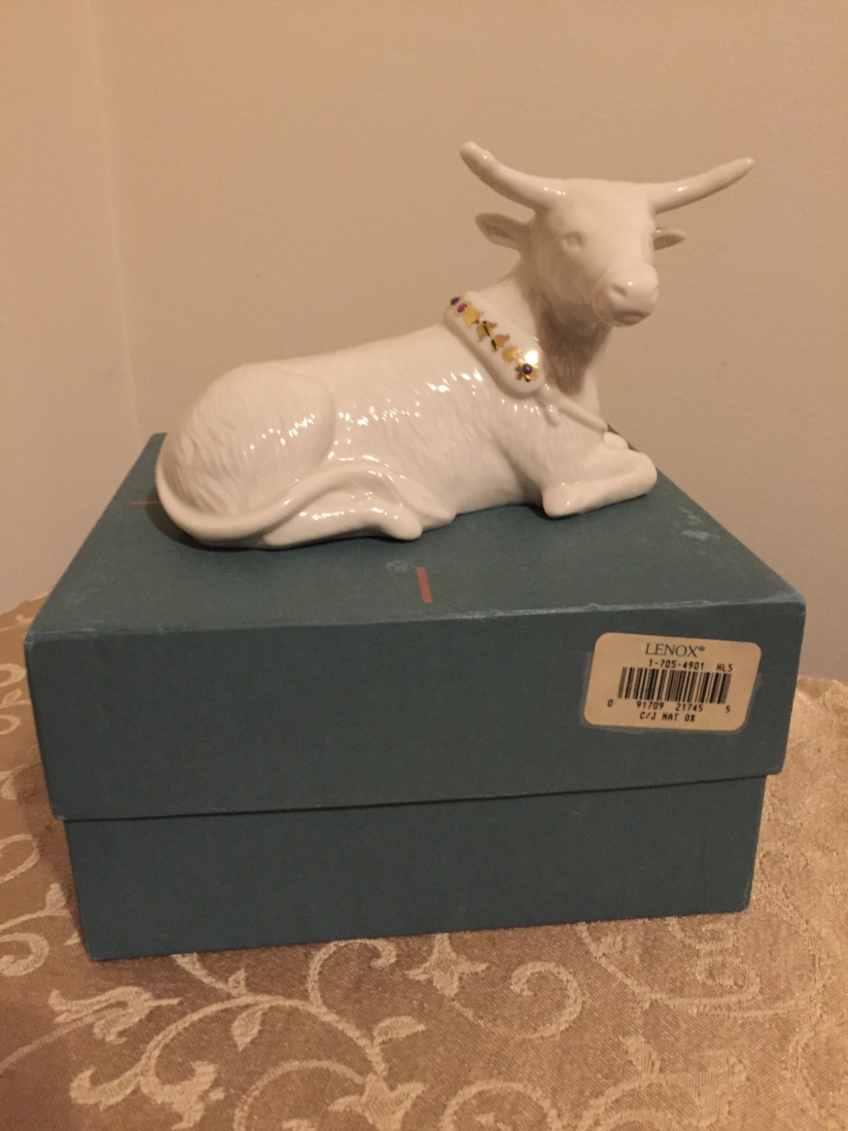 Lenox China Jewels Nativity Ox Made in USA in 1994 with Box