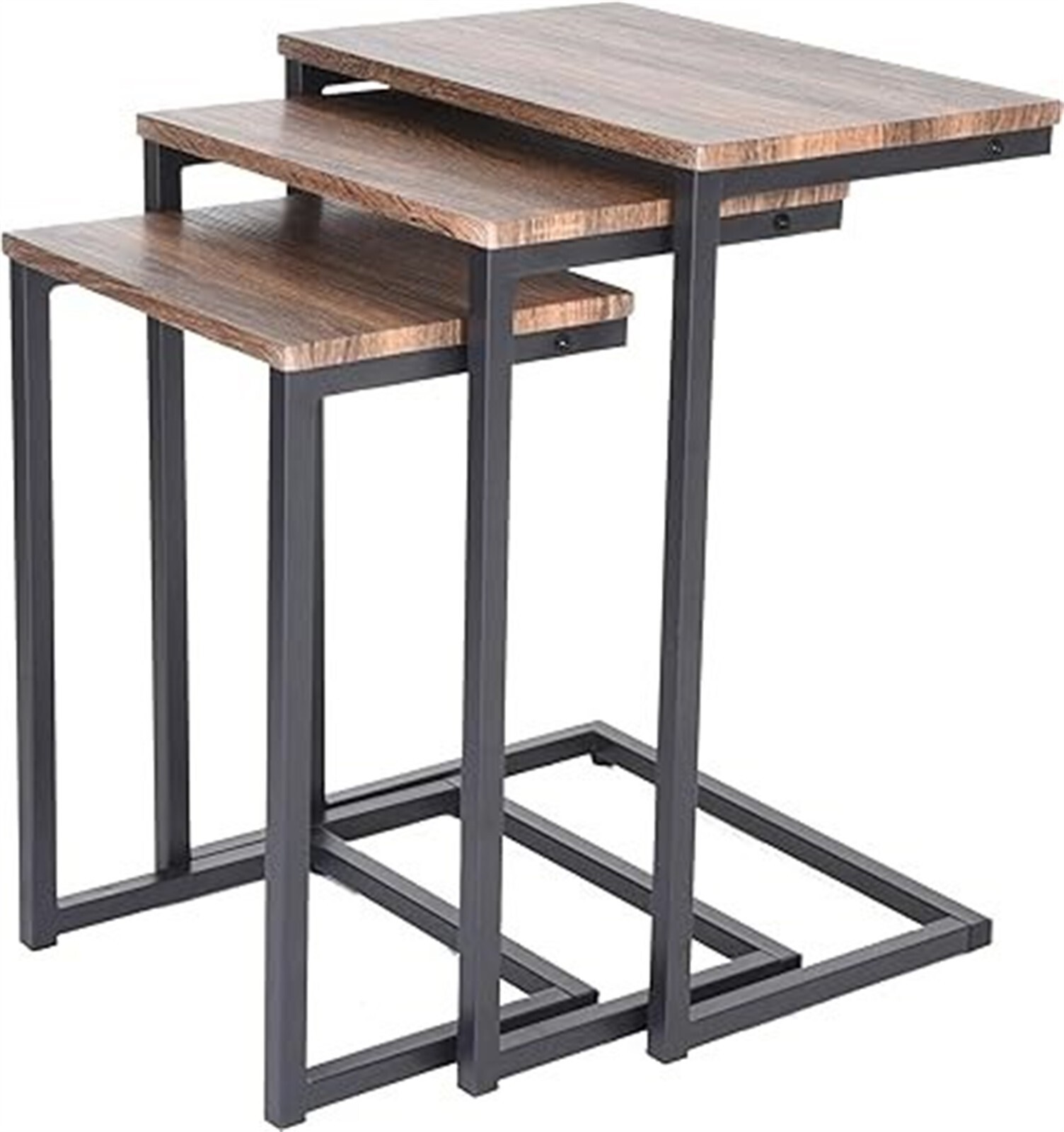 Zenvida Nesting Side Table Set of 3 Modern Rustic Stacking Furniture290NSTTBLCSN